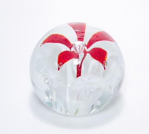 Vintage Art Glass Large Floral Tiger Lily Orange Paperweight Sculpture - Thumbnail 3