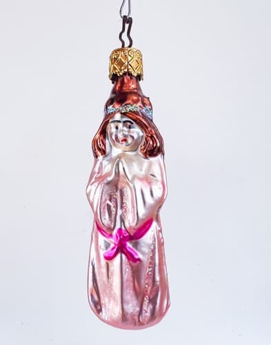 Vintage Inge Glas Germany Pink Praying Angel Blown Glass Christmas Ornament - Thumbnail 6