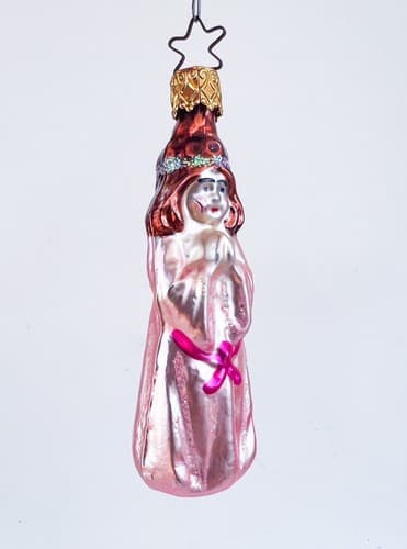 Vintage Inge Glas Germany Pink Praying Angel Blown Glass Christmas Ornament - Thumbnail 2