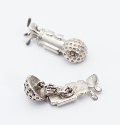 Vintage LINKS OF LONDON Marked Sterling Silver Golf Bag & Clubs Men's Cufflinks - Thumbnail 4