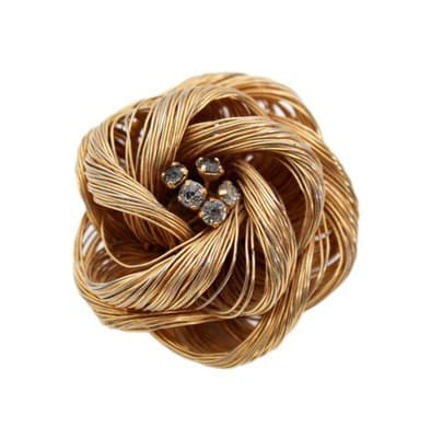 Vintage Gold Tone Knot Motif Wired Rhinestone Pin Brooch - Image 1