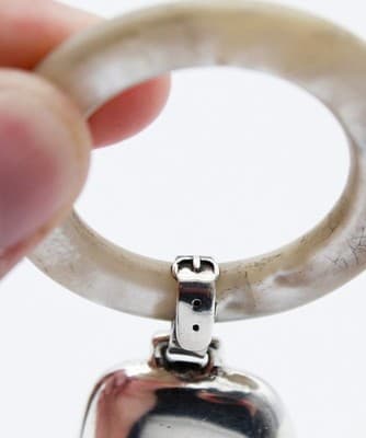 Webster Vintage Sterling Silver 925 Teething Ring Rattle Bell Monogrammed - Thumbnail 5