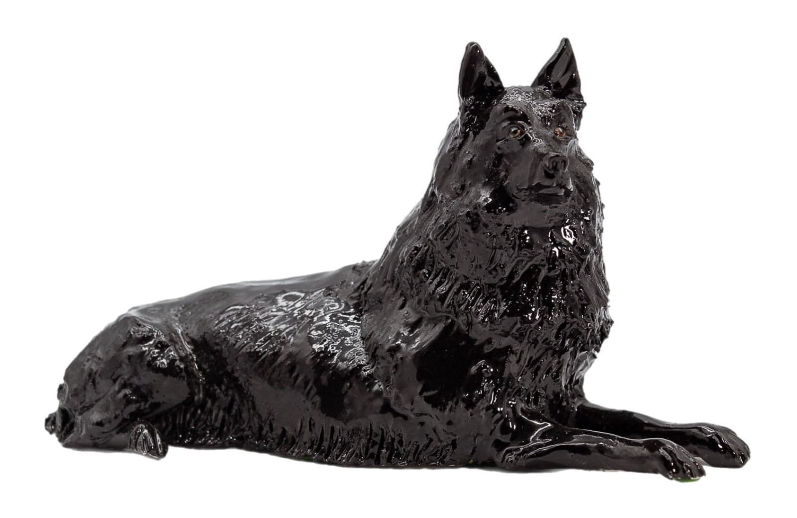 EVE PEARCE Handcrafted Black German Shepherd Porcelain Dog Figure Sculpture OOAK - Image 1