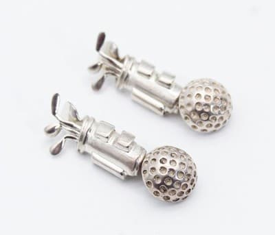 Vintage LINKS OF LONDON Marked Sterling Silver Golf Bag & Clubs Men's Cufflinks - Thumbnail 6