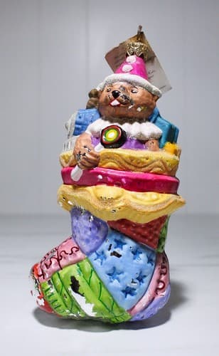 Vintage CHRISTOPER RADKO "Patchwork Wonders" Glass Christmas Ornament w/ Tag - Thumbnail 8