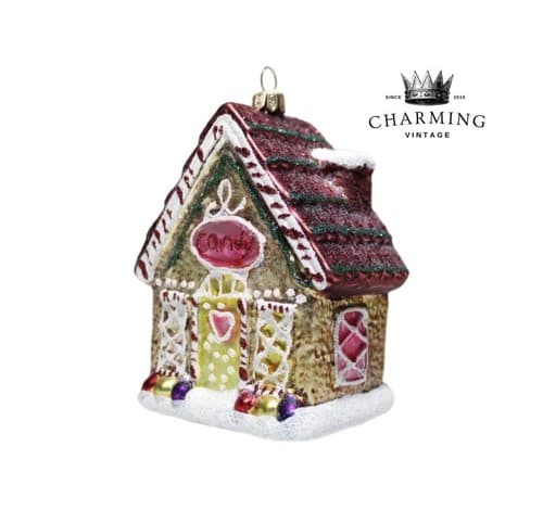 Vintage Summit Glass Gingerbread House Christmas Hanging Ornament - Image 1