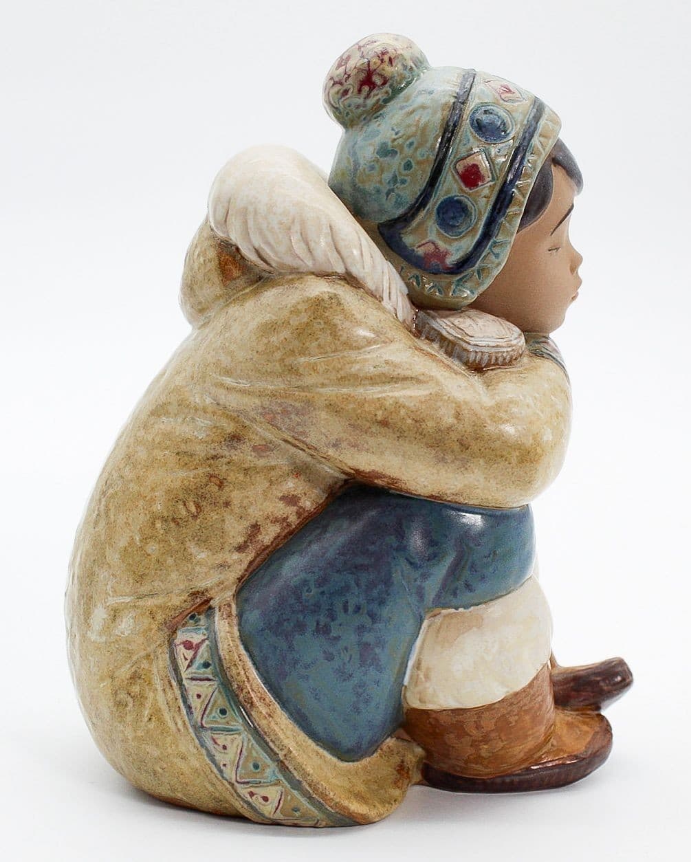 LLADRO Made In Spain Pensive Eskimo Boy Sitting Porcelain Hand Painted Figure - Thumbnail 3