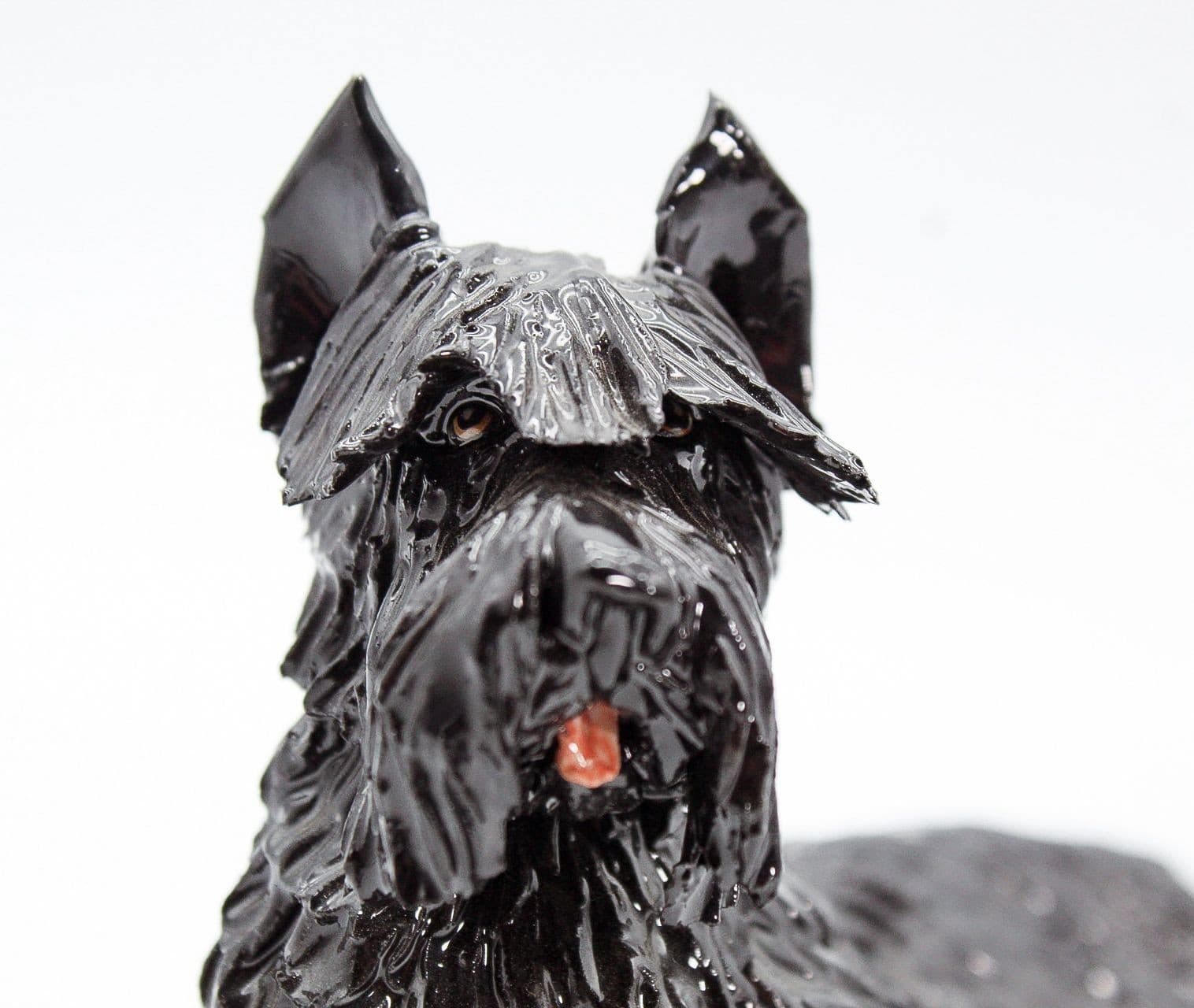 EVE PEARCE Handcrafted Black Schnauzer Porcelain Dog Figure Sculpture OOAK - Thumbnail 3