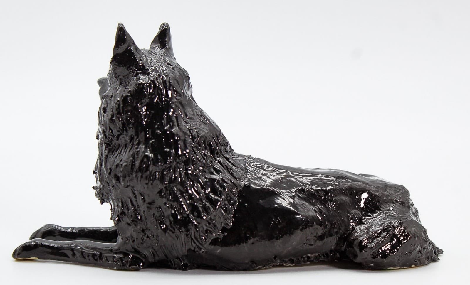 EVE PEARCE Handcrafted Black German Shepherd Porcelain Dog Figure Sculpture OOAK - Thumbnail 3