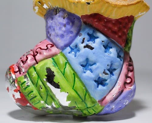 Vintage CHRISTOPER RADKO "Patchwork Wonders" Glass Christmas Ornament w/ Tag - Thumbnail 3