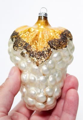 Antique West Germany White Grape Cluster Fruit Mercury Glass Christmas Ornament - Thumbnail 6