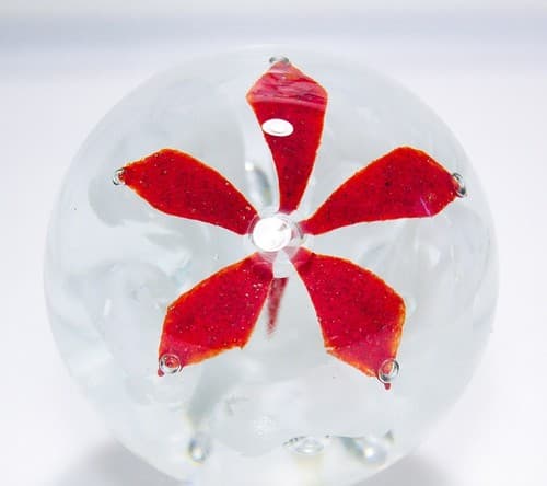 Vintage Art Glass Large Floral Tiger Lily Orange Paperweight Sculpture - Thumbnail 4
