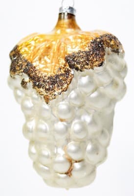 Antique West Germany White Grape Cluster Fruit Mercury Glass Christmas Ornament - Thumbnail 4