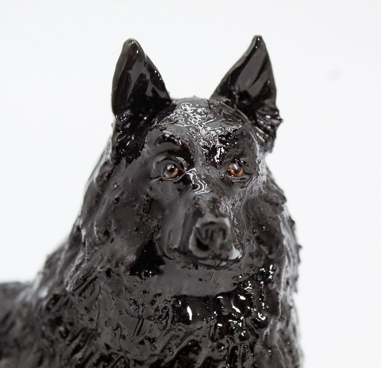 EVE PEARCE Handcrafted Black German Shepherd Porcelain Dog Figure Sculpture OOAK - Thumbnail 2