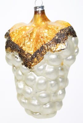 Antique West Germany White Grape Cluster Fruit Mercury Glass Christmas Ornament - Image 1