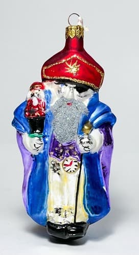Vintage POLAND Blown Glass Hand Painted Wiseman Christmas Ornament - Thumbnail 7
