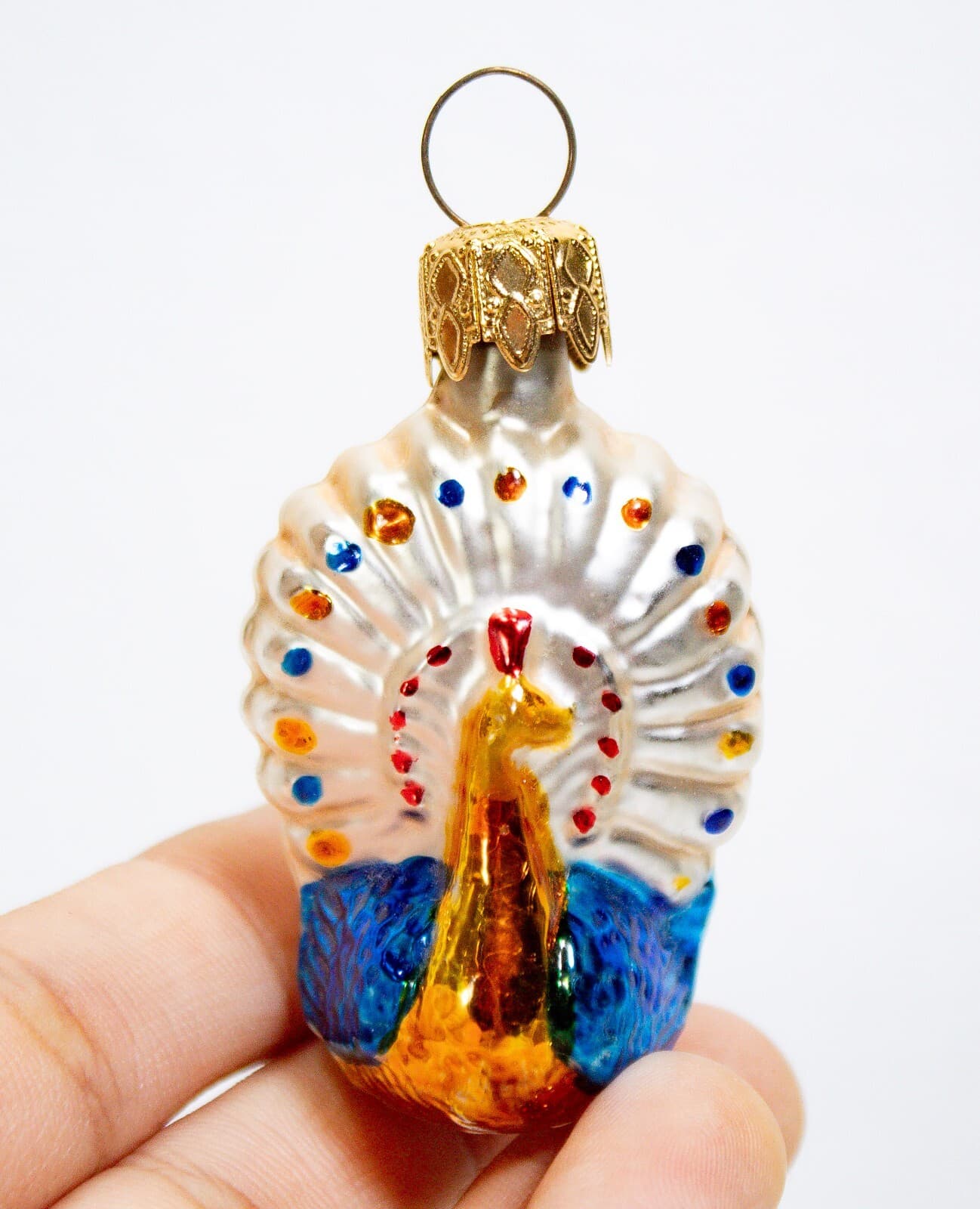 Vintage Germany Decorative Hand Blown Glass Peacock Christmas Ornament - Thumbnail 7