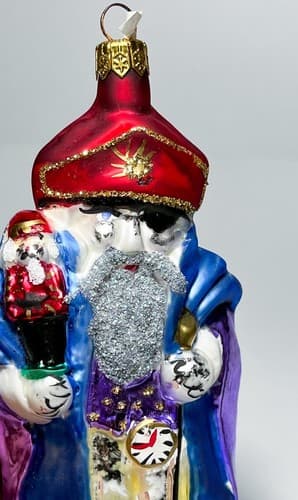 Vintage POLAND Blown Glass Hand Painted Wiseman Christmas Ornament - Thumbnail 3