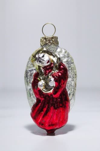 Vintage Hand Blown Glass Red Angel Christmas Ornament - Thumbnail 2
