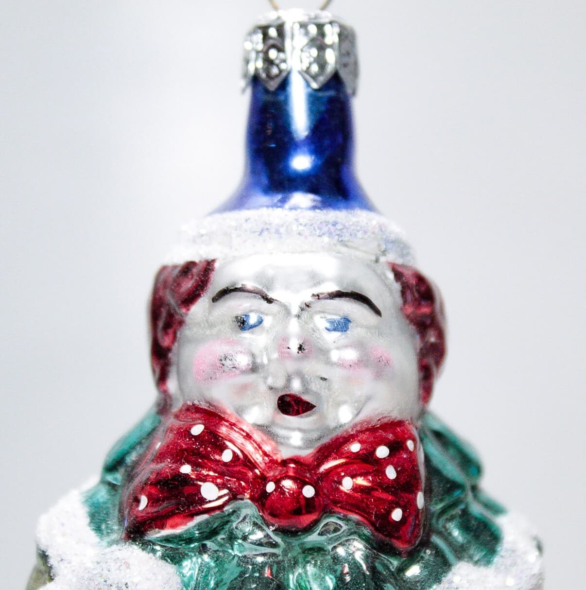 Vintage Made In POLAND Gold Jester Clown Motif Glass Christmas Ornament - Thumbnail 2