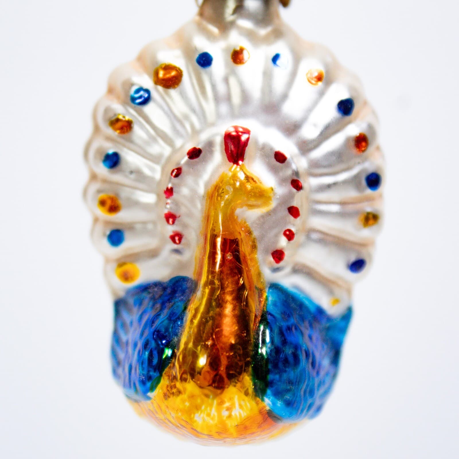 Vintage Germany Decorative Hand Blown Glass Peacock Christmas Ornament - Thumbnail 3