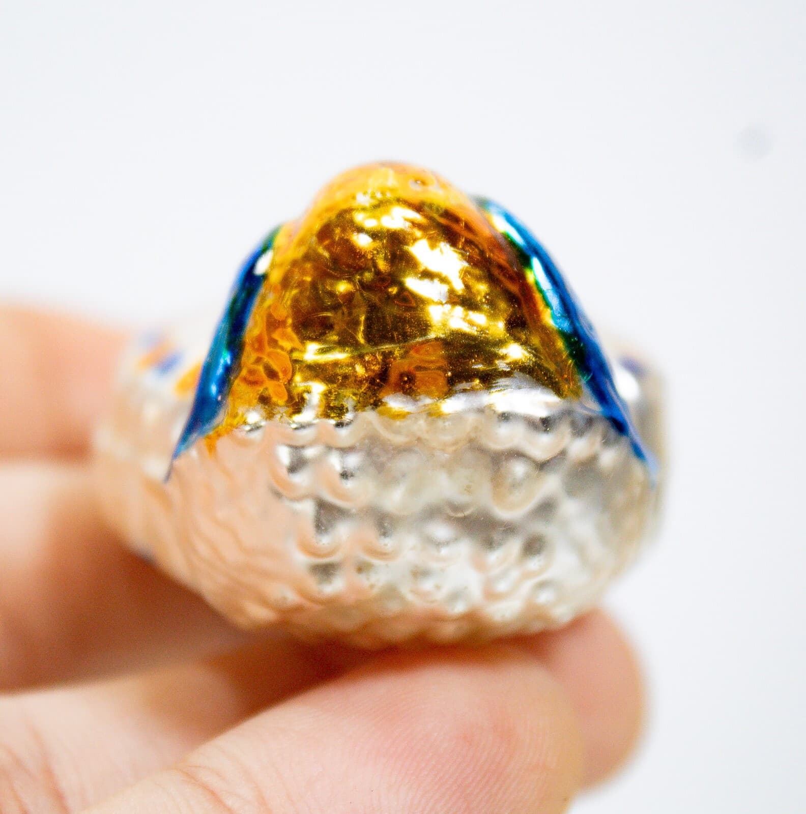 Vintage Germany Decorative Hand Blown Glass Peacock Christmas Ornament - Thumbnail 5