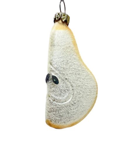 Vintage Germany Pear Fruit Wedge Christmas Glass Ornament - Image 1