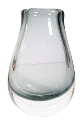 Mid-Century Smokey Grey Art Glass Hallmarked Thick Heavy Vase - Image 1