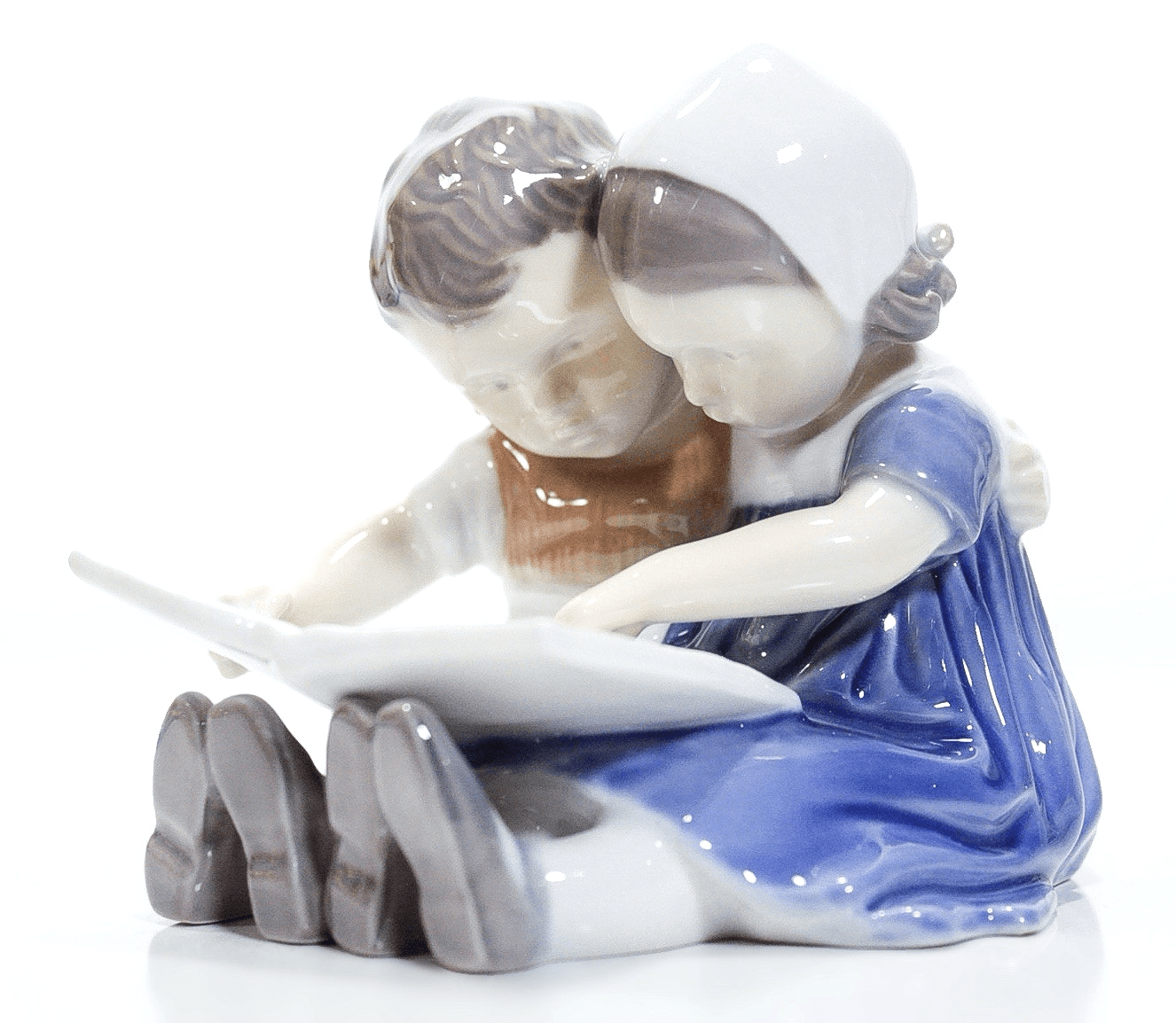 BING & GRONDAHL "Reading Children" Denmark #1567 Porcelain Figurine - Image 1