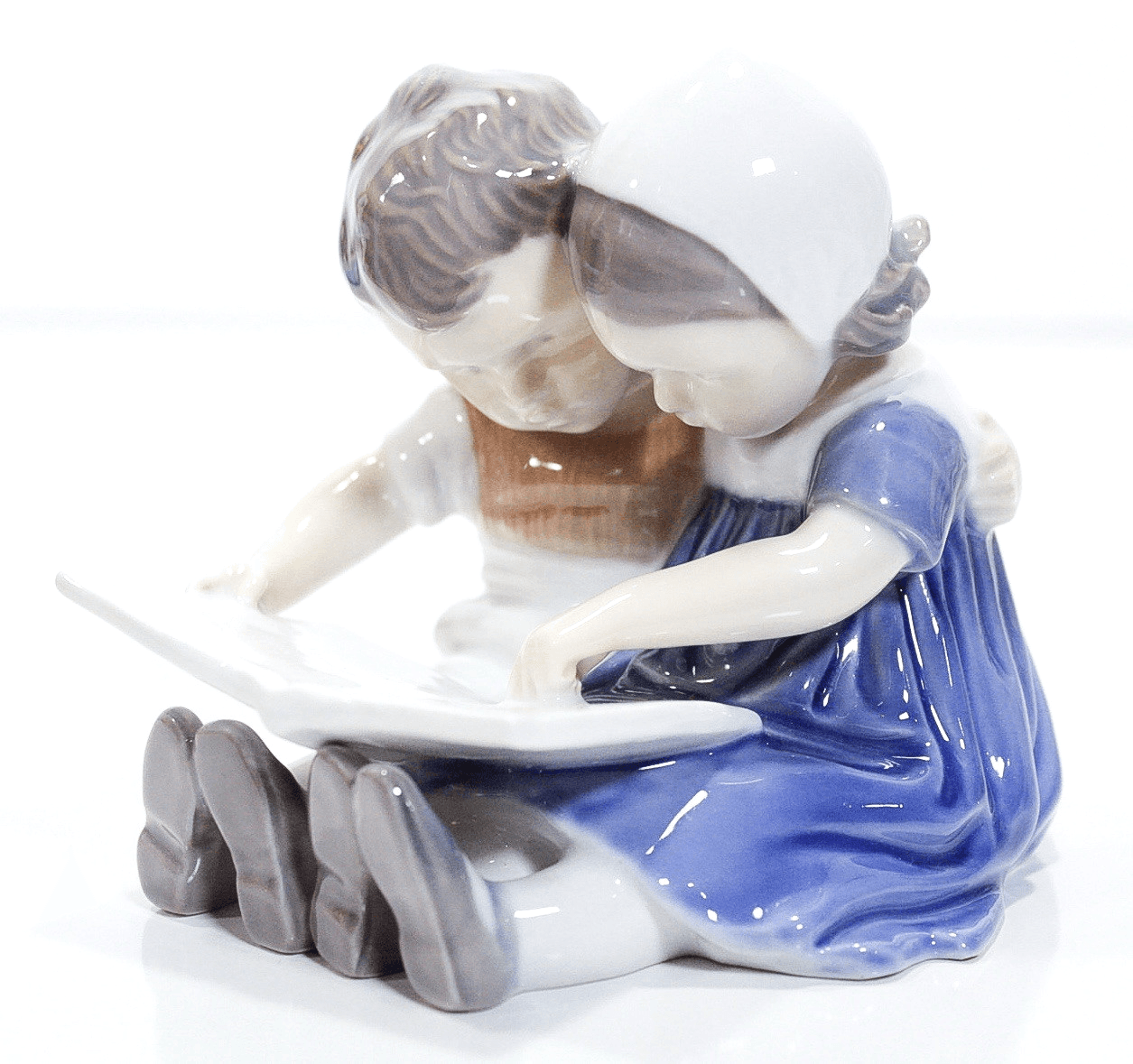 BING & GRONDAHL "Reading Children" Denmark #1567 Porcelain Figurine - Thumbnail 2