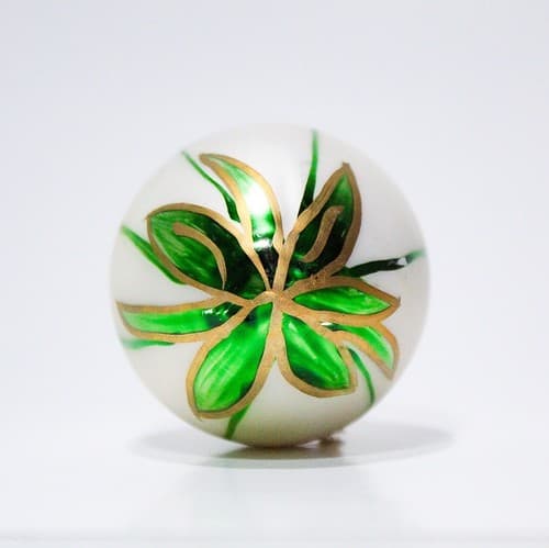 Vintage Hand Painted Egg Shape Tulip Floral Motif Glass Christmas Ornament - Thumbnail 6