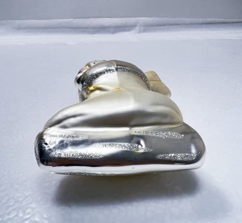 Vintage Dept. 56 Poland Snowbabies Baby Angel in Ice Skate Blown Glass Ornament - Thumbnail 5