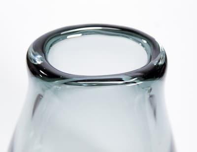 Mid-Century Smokey Grey Art Glass Hallmarked Thick Heavy Vase - Thumbnail 2