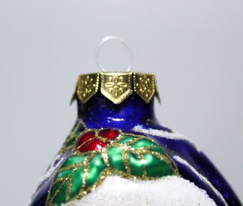 Vintage SPF Glass Santa Head Blue Hat Christmas Ornament - Thumbnail 6