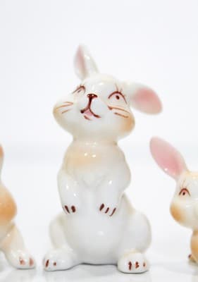 3 Miniature Vintage Japan S.S. Bone China Hand Painted Porcelain Bunny Rabbits - Thumbnail 3