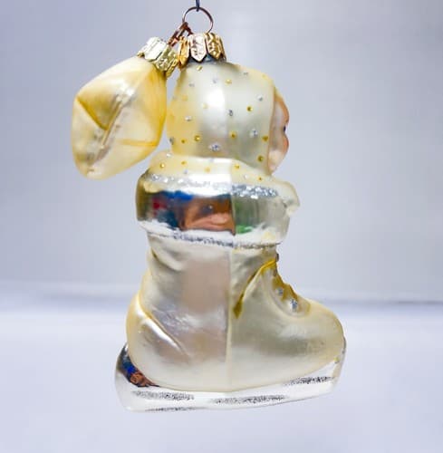 Vintage Dept. 56 Poland Snowbabies Baby Angel in Ice Skate Blown Glass Ornament - Thumbnail 7