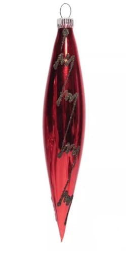 Vintage Icicle Glass West Germany Red Mica Large Christmas Ornament - Image 1