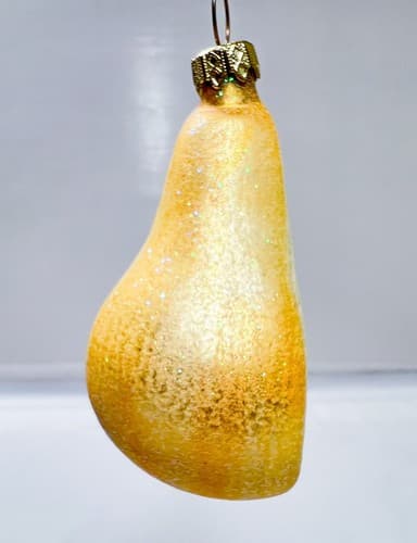 Vintage Germany Pear Fruit Wedge Christmas Glass Ornament - Thumbnail 3