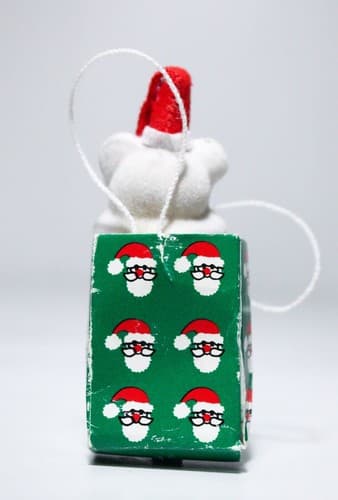 Vintage Artisan Dollhouse Miniature Christmas Gift Bag w/ Teddy Bear 1:12 - Thumbnail 2