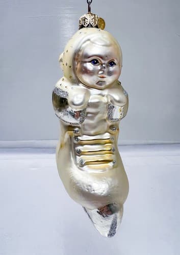 Vintage Dept. 56 Poland Snowbabies Baby Angel in Ice Skate Blown Glass Ornament - Thumbnail 2