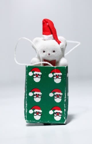 Vintage Artisan Dollhouse Miniature Christmas Gift Bag w/ Teddy Bear 1:12 - Thumbnail 5