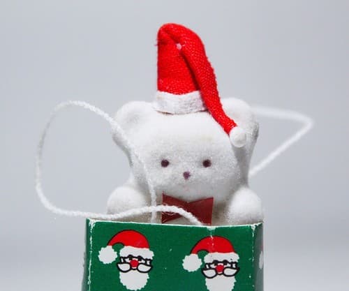 Vintage Artisan Dollhouse Miniature Christmas Gift Bag w/ Teddy Bear 1:12 - Thumbnail 3