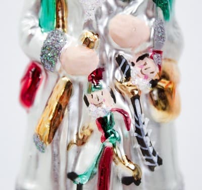 Vtg Made In POLAND Hand Painted Santa w/ Presents Glass Christmas Ornament - Thumbnail 3