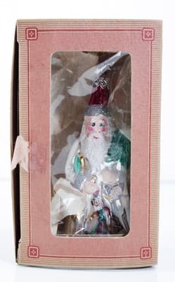 Vtg Made In POLAND Hand Painted Santa w/ Presents Glass Christmas Ornament - Thumbnail 8
