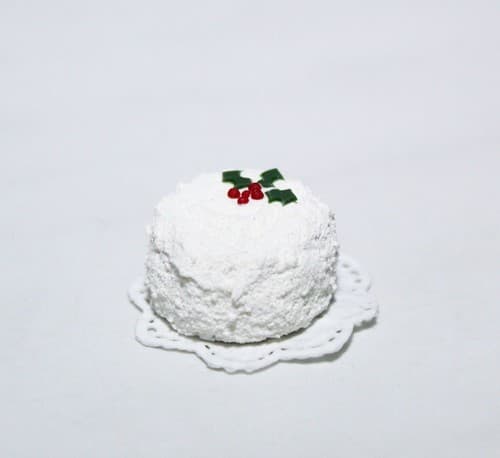 Vintage Artisan Dollhouse Miniature Christmas White Cake Kitchen Accessory 1:12 - Thumbnail 4