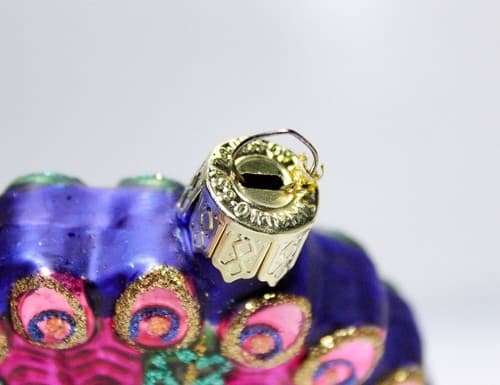 Vtg LAO-MAI Glitter Hand Decorated Peacock Multicolor Glass Christmas Ornament - Thumbnail 7