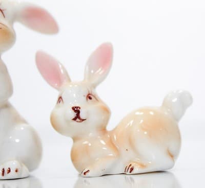 3 Miniature Vintage Japan S.S. Bone China Hand Painted Porcelain Bunny Rabbits - Thumbnail 4