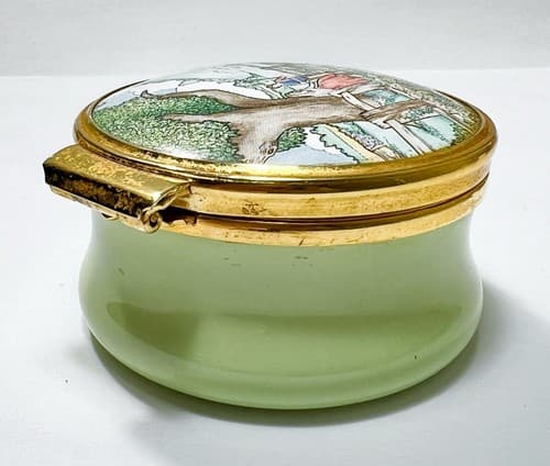 ENGLISH ENAMELS "The Poetry Of Love" Franklin Mint Hand Painted Trinket Box - Thumbnail 3