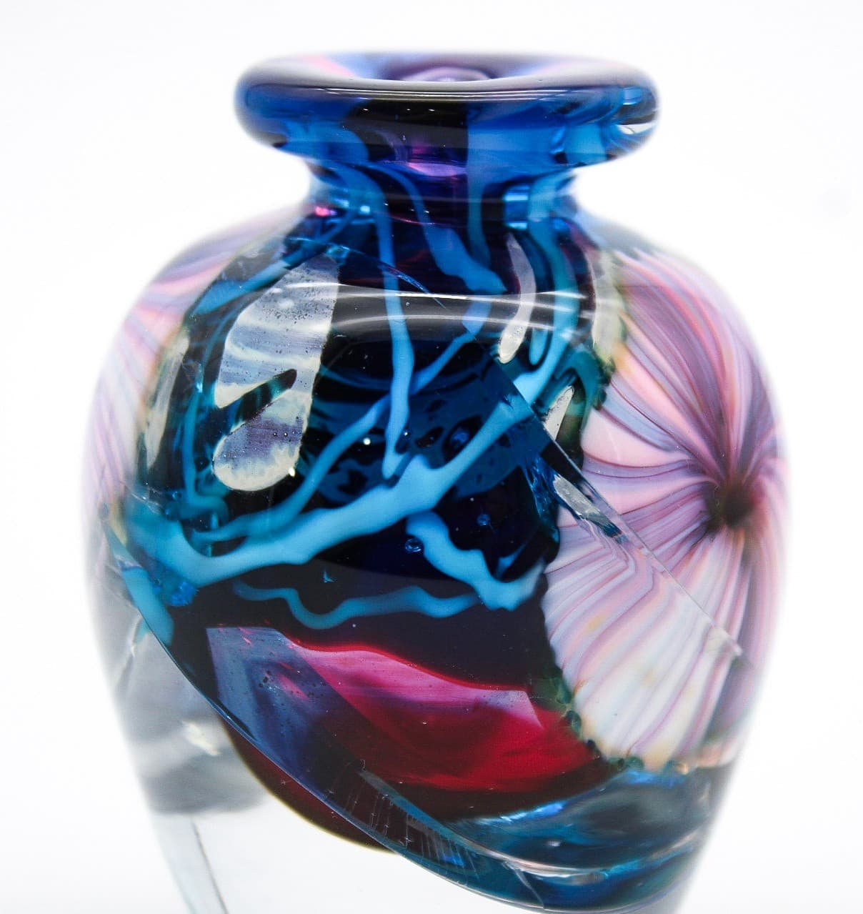 David R. Boutin Signed Studio Multicolor Art Glass Bud Vase Perfume Bottle - Thumbnail 7