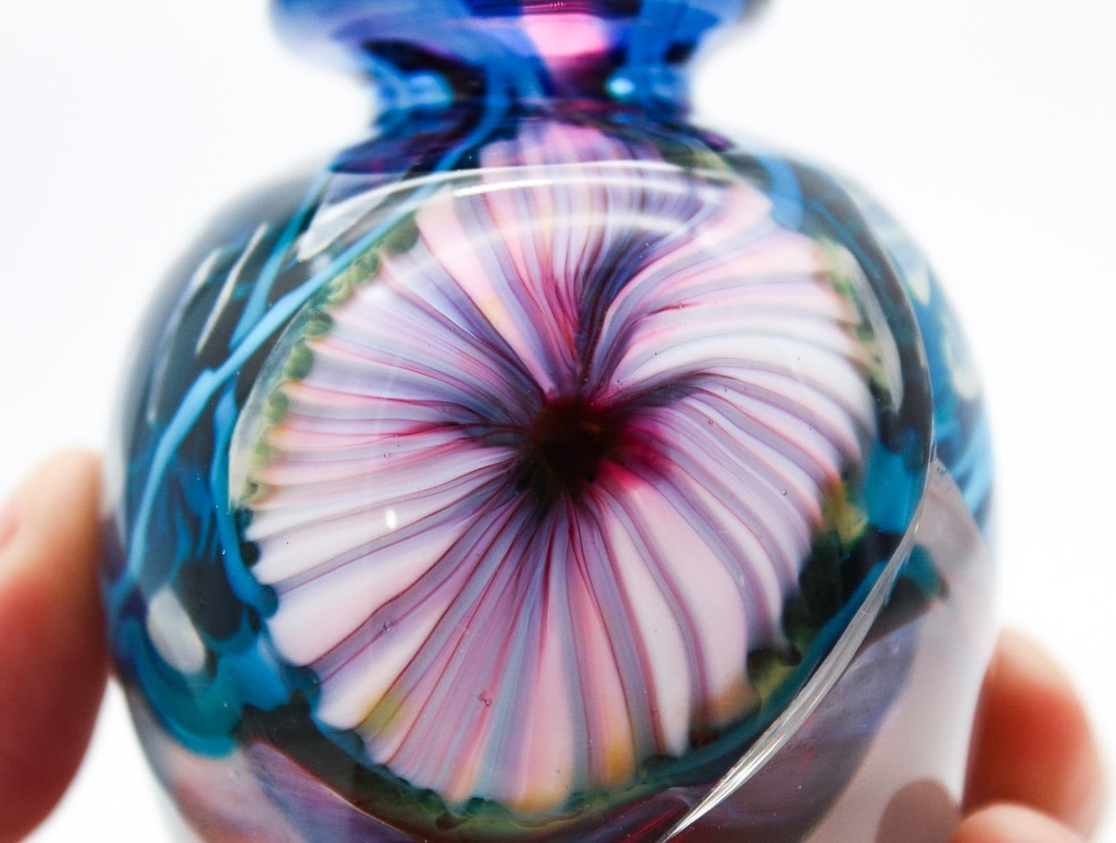 David R. Boutin Signed Studio Multicolor Art Glass Bud Vase Perfume Bottle - Thumbnail 2
